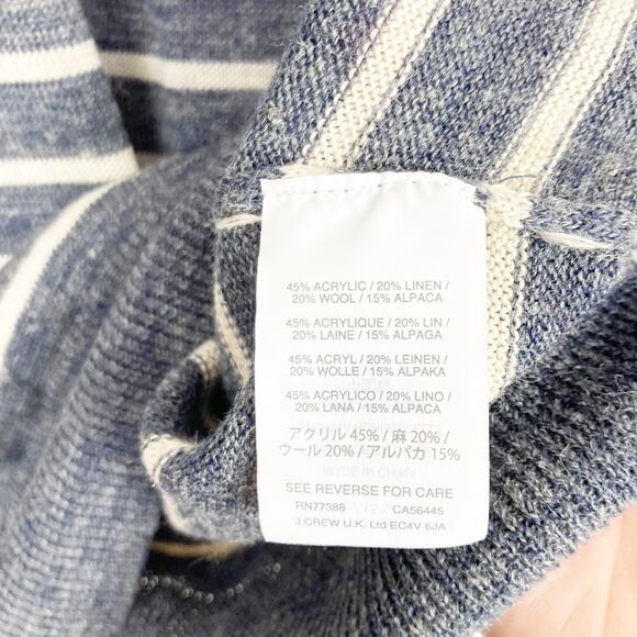 J. Crew Blue White Striped Wool Blend Slim Fit Sweater Sz XL - Picture 4 of 6